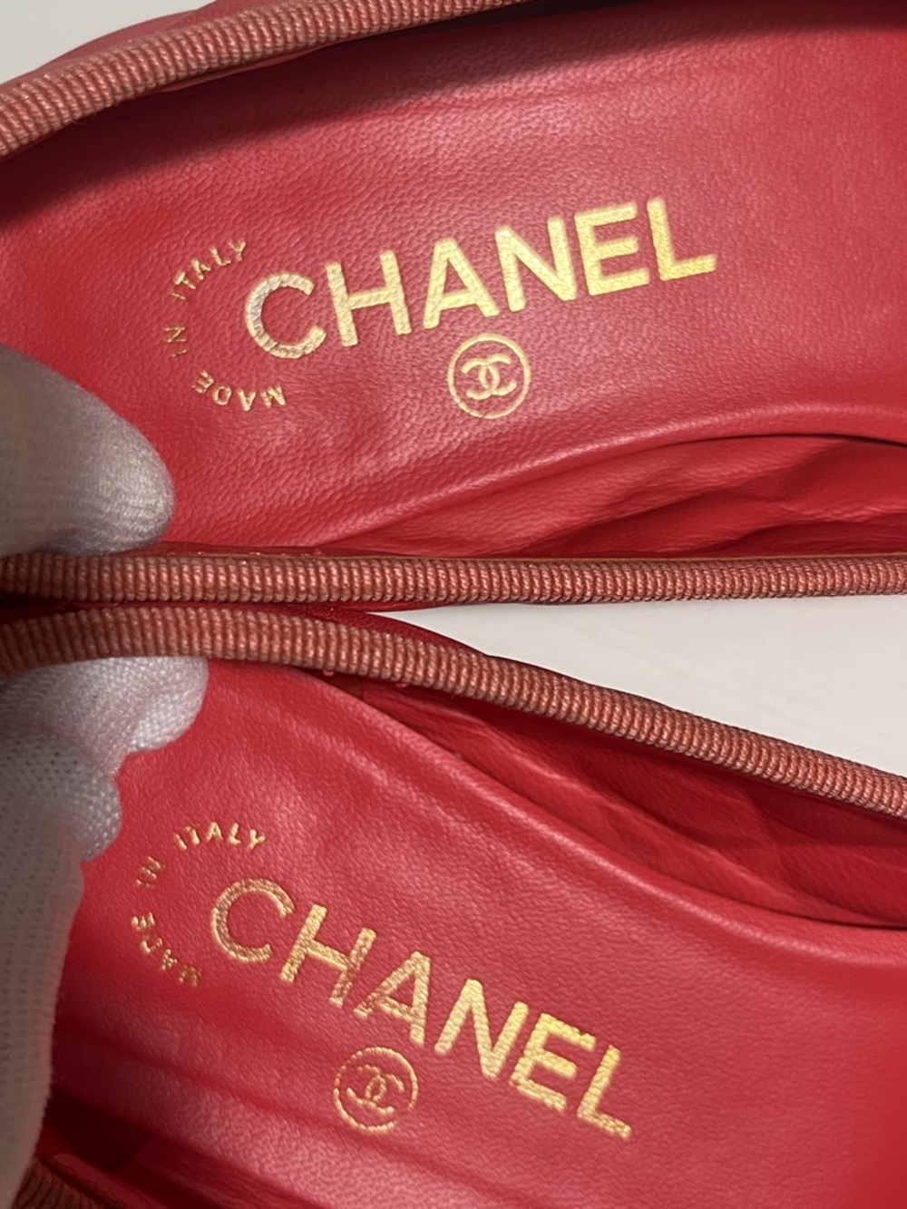 CHANEL Pink & Red Quilted Leather Ballet Flats with Bow - Picture 8 of 10